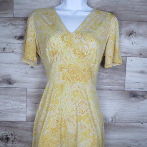 Michael Kors* Women's Short Sleeve V-Neck Half Zipper‎ Back Midi Dress~ Size P/M